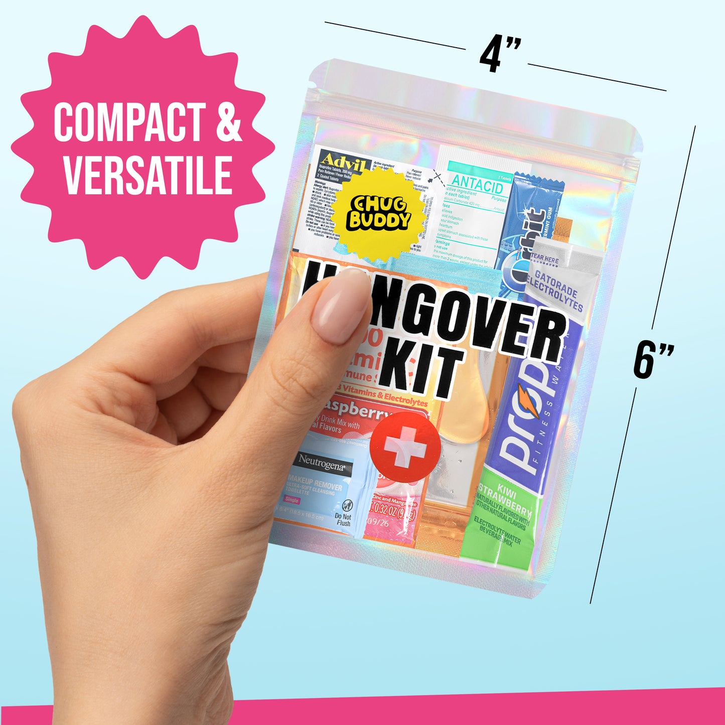 Chug Buddy Hangover Kits - Prefilled Hangover Kit Bags - Bachelorette Party Favors, 21st Birthdays, Weddings & more