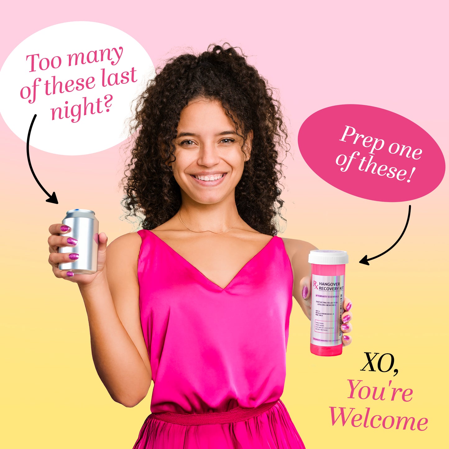 10 XL Pink Pill Bottles – DIY Hangover Kits for Bachelorette & 21st Birthday Party Favors
