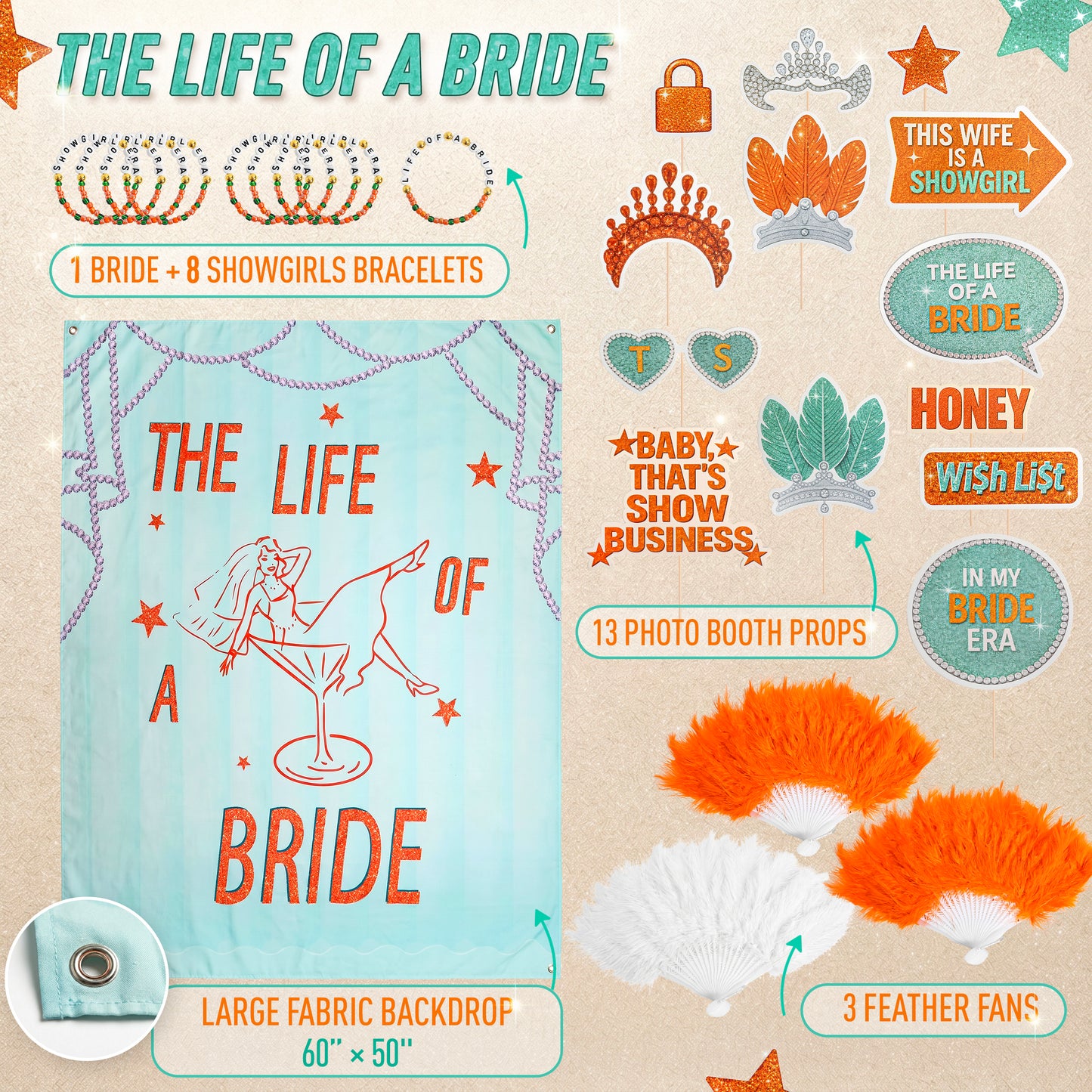 The Life of a Bride Showgirl Inspired Bachelorette Decorations Kit
