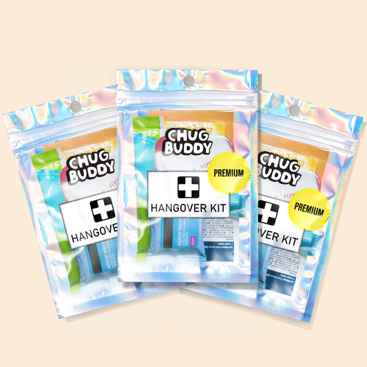 Chug Buddy Hangover Kits - Prefilled Hangover Kit Bags - Bachelorette Party Favors, 21st Birthdays, Weddings & more