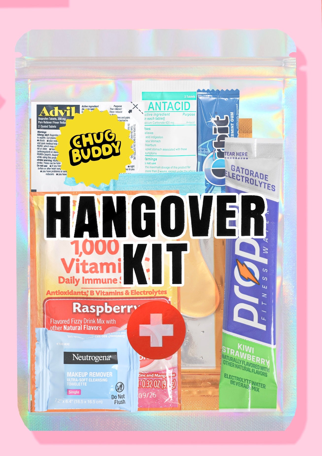 Chug Buddy Hangover Kits - Prefilled Hangover Kit Bags - Bachelorette Party Favors, 21st Birthdays, Weddings & more