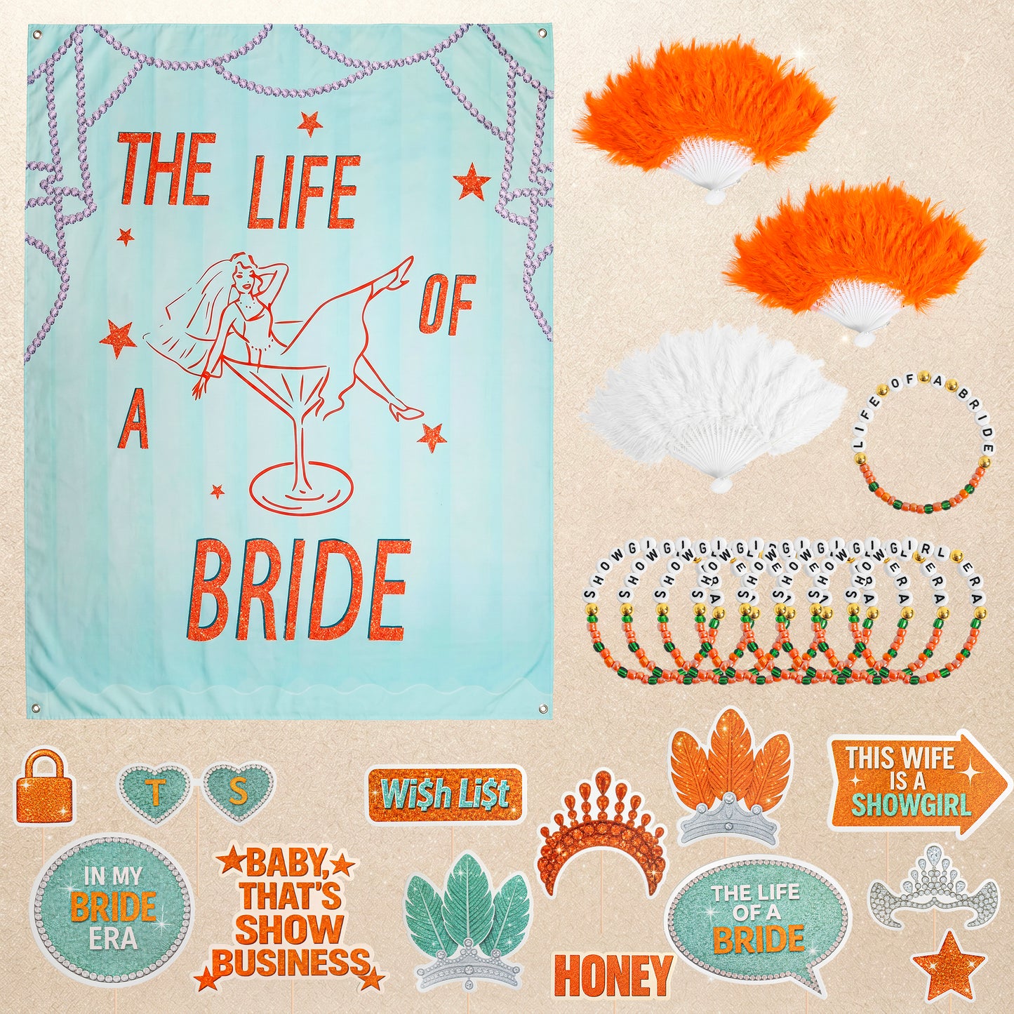 The Life of a Bride Showgirl Inspired Bachelorette Decorations Kit